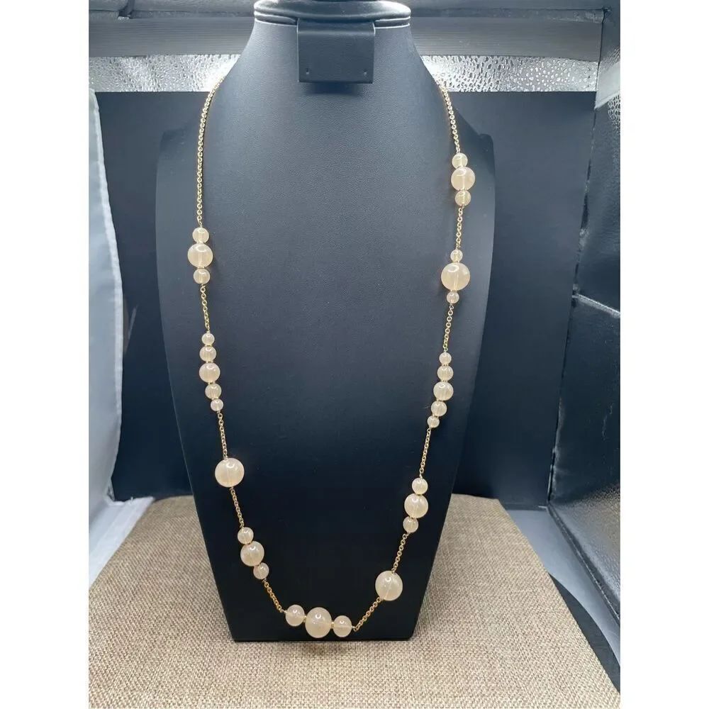 J CREW OPAQUE CLEAR LUCITE BALL LONG CHAIN NECKLACE VINTAGE Everyday Wear